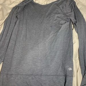 Long sleeve, open back, thumbhole workout top